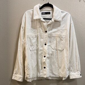 Zara Cream Corduroy Shirt Jacket